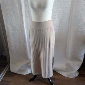 Offline by Aerie Beige OG Groove Midi Skirt Ribbed Side Slits Size Small Neutral